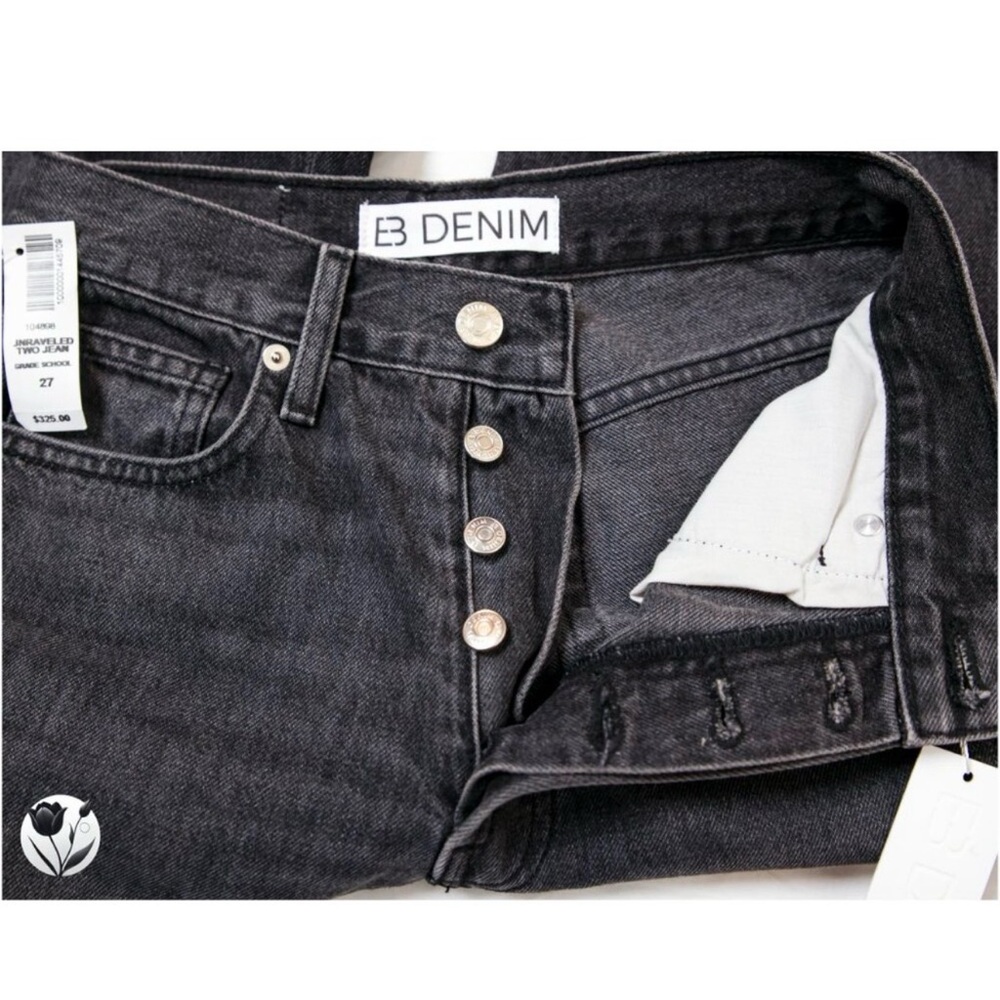 NWT EB Denim Black Two Jean Size 27 Inseam 33 High Rise Straight Made in USA - Picture 9 of 11